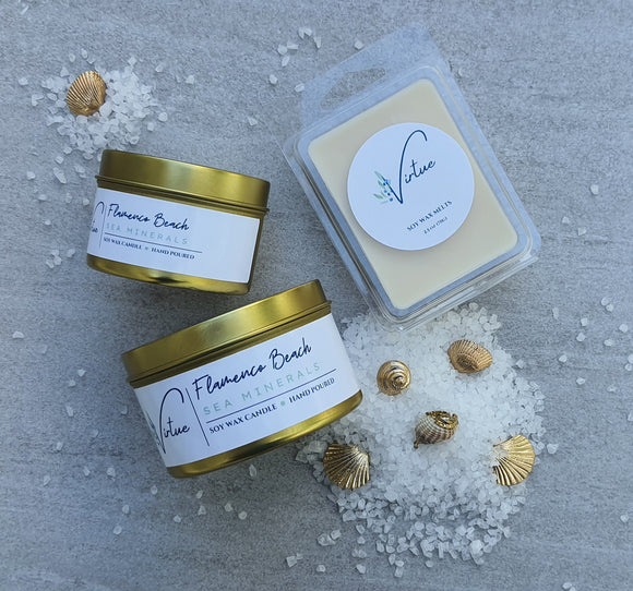 FLAMENCO BEACH - SEA MINERALS - Shop Soy Candles, Wax Melts Clean Scents and Tin candles online - VirtueCandles